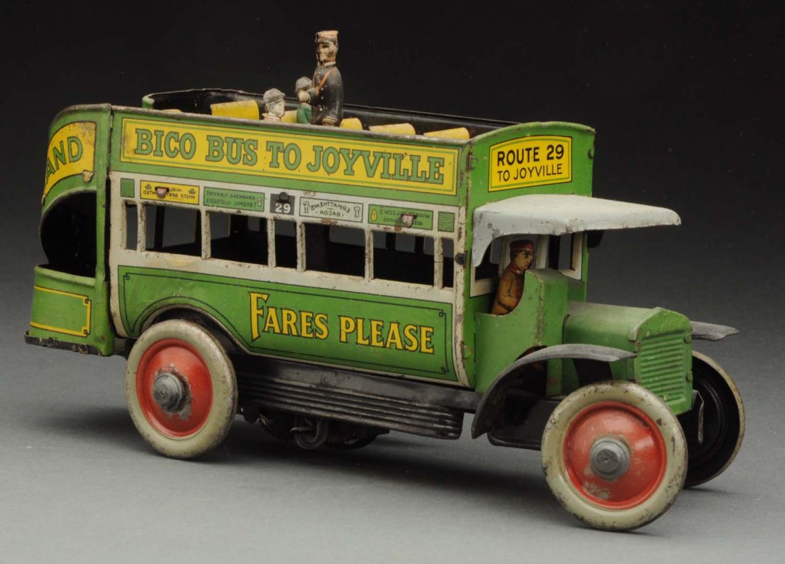 German Tin Litho Distler Bico Bus to Joyville. (1 of 3)