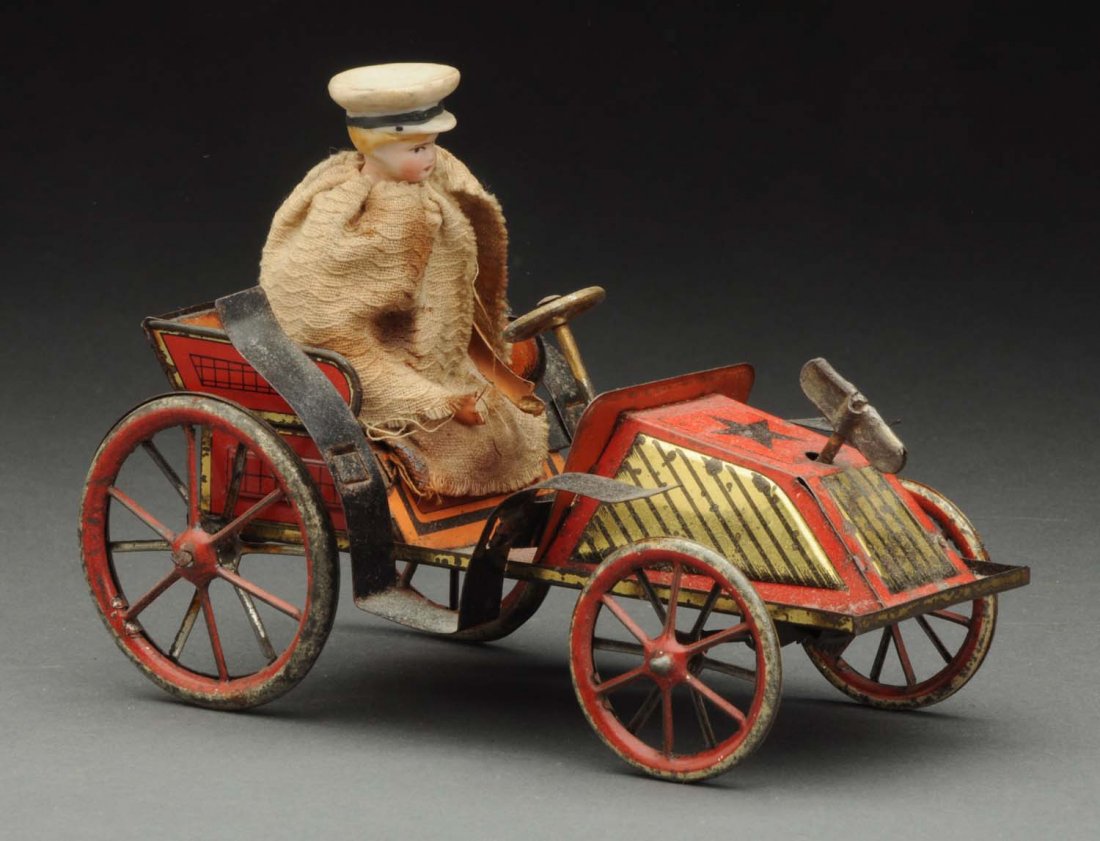 Unusual German Tin Litho Wind-Up Automobile Toy. (1 of 3)