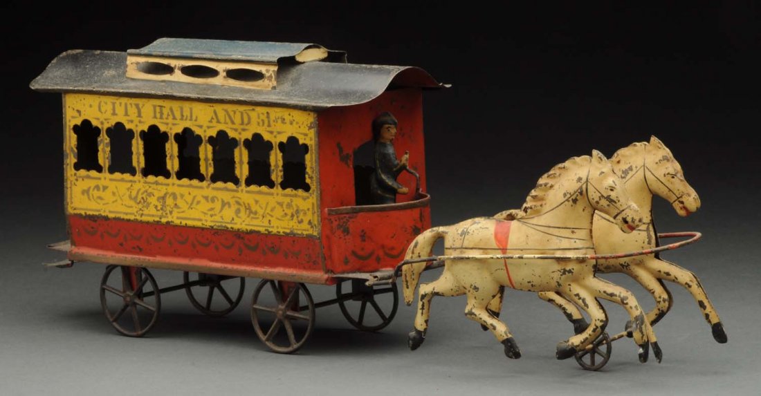 Early American Tin Horse Drawn Trolley. (1 of 3)