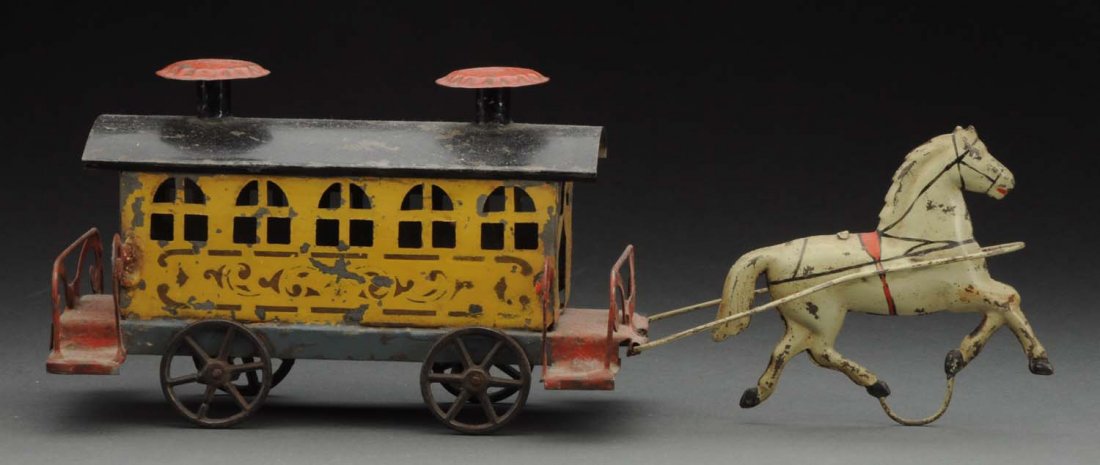 Early American Tin Horse Drawn Trolley. (1 of 3)