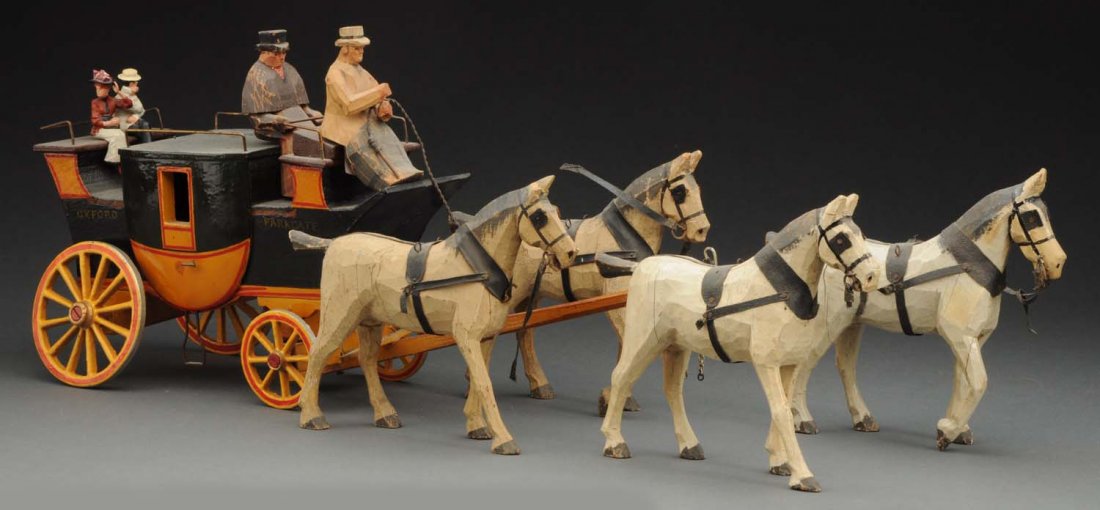 Early Folk Art Type Horse Drawn Stage Coach. (1 of 2)