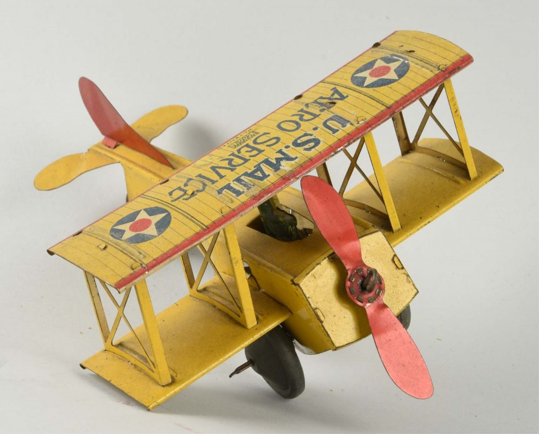 Unusual Tin Litho Wind Up Mohawk Airplane. (1 of 2)