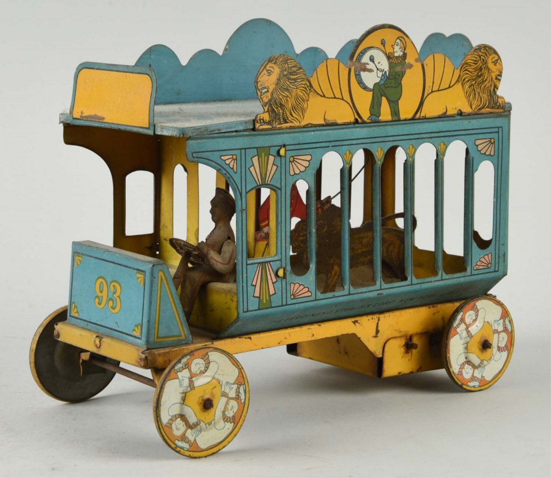 Strauss Tin Litho Wind-Up Circus Wagon. (1 of 2)