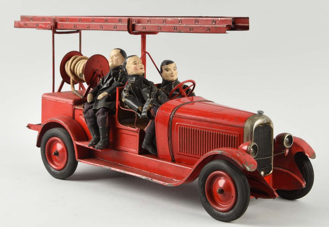 French Citroen Tin Clockwork Fire Ladder Truck. (1 of 2)