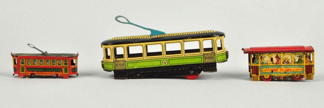 Lot Of 3: German Tin Litho Trolley Toys. (1 of 2)