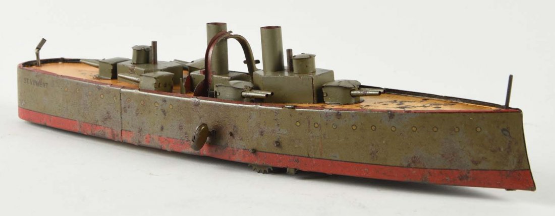 German Lehmann Tin Litho St. Vincent Battleship. (1 of 8)