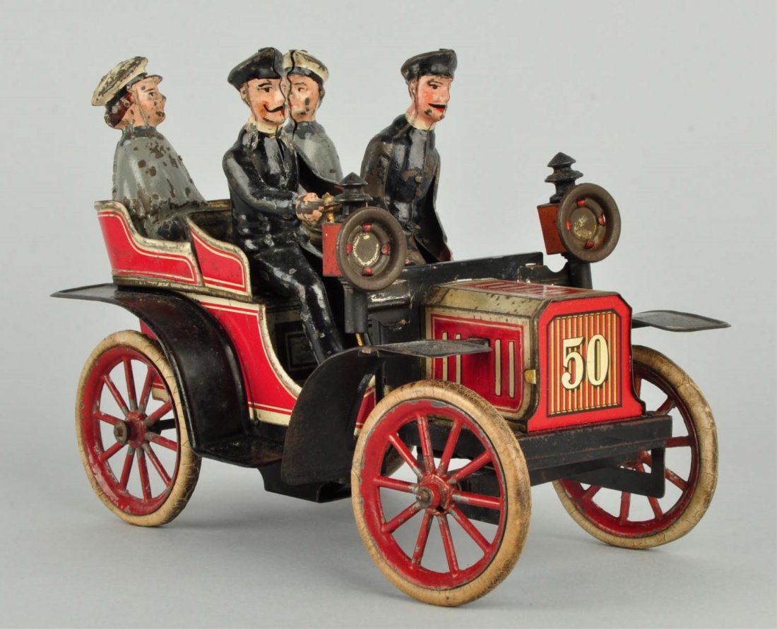 German Tin Litho Wind-Up Carette No. 50 Auto. (1 of 6)