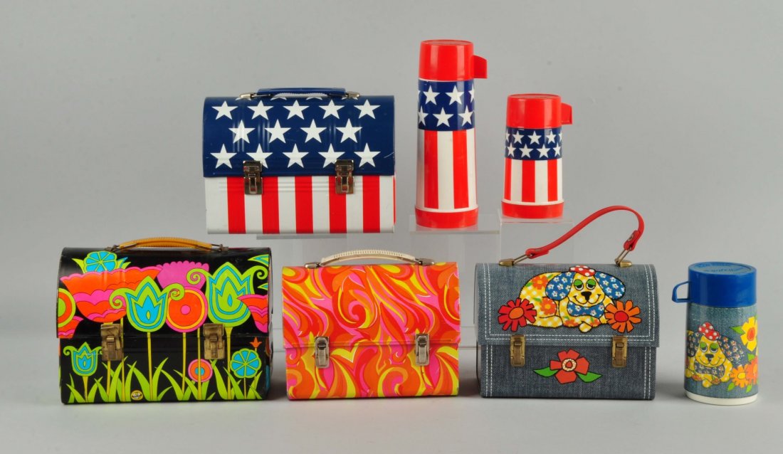 Lot Of 4: Assorted Lunch Boxes Two With Thermos. (1 of 2)