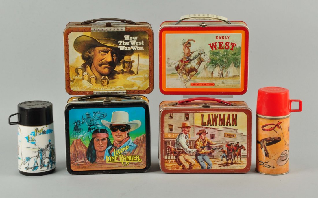 Lot Of 4: Assorted Lunch Boxes With Thermos. (1 of 2)