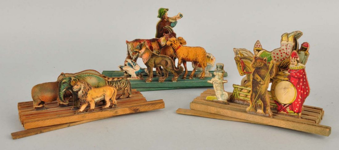 Lot of 3: Wooden Scissor Toys with Diecut Figures. (1 of 9)