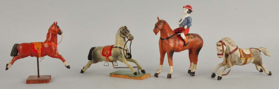 Lot of 4: Paper Mache & Wooden Horses. (1 of 3)