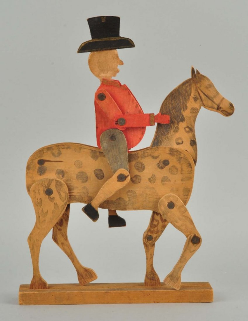 Crandall's Wooden Jointed Man on Horse. (1 of 4)