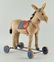 Prewar Steiff Mohair Donkey on Wheels With ID.