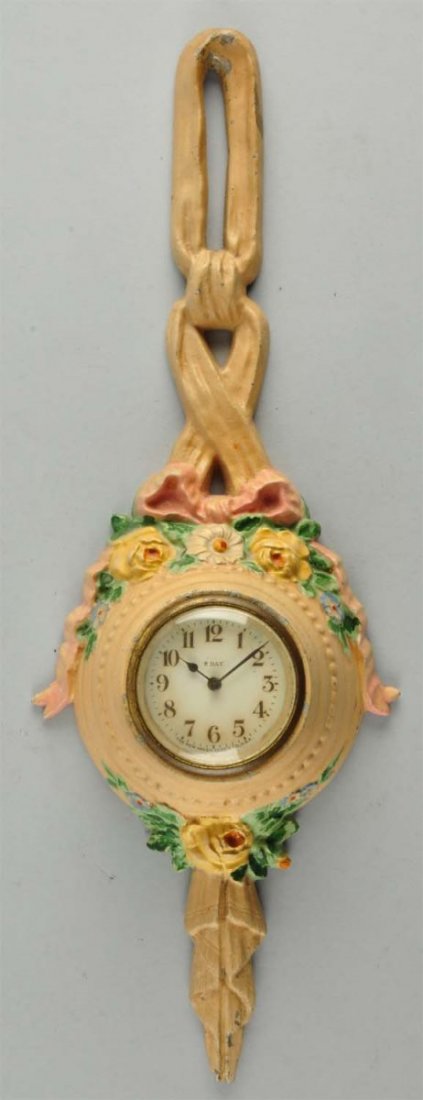 Cast Iron Wall Clock with Mixed Flowers. (1 of 3)