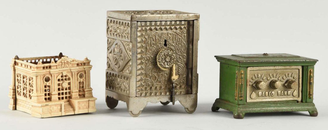 Lot Of 3: Assorted Cast Iron Still Banks. (1 of 2)