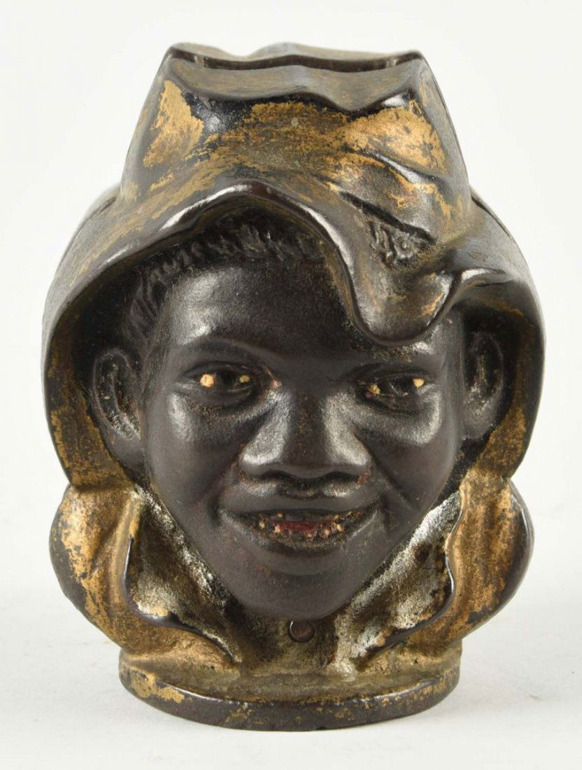 Large Two Face Black Boys Cast Iron Still Bank. (1 of 2)