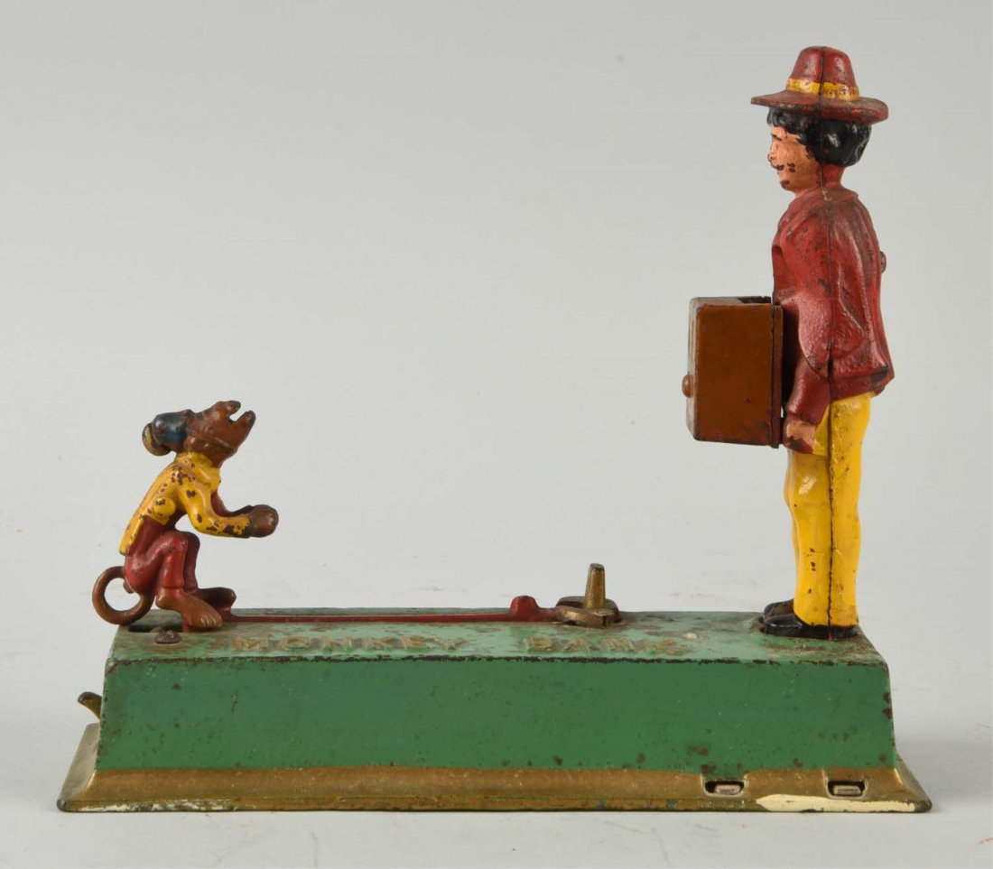 Cast Iron Hubley Monkey Bank. (1 of 3)