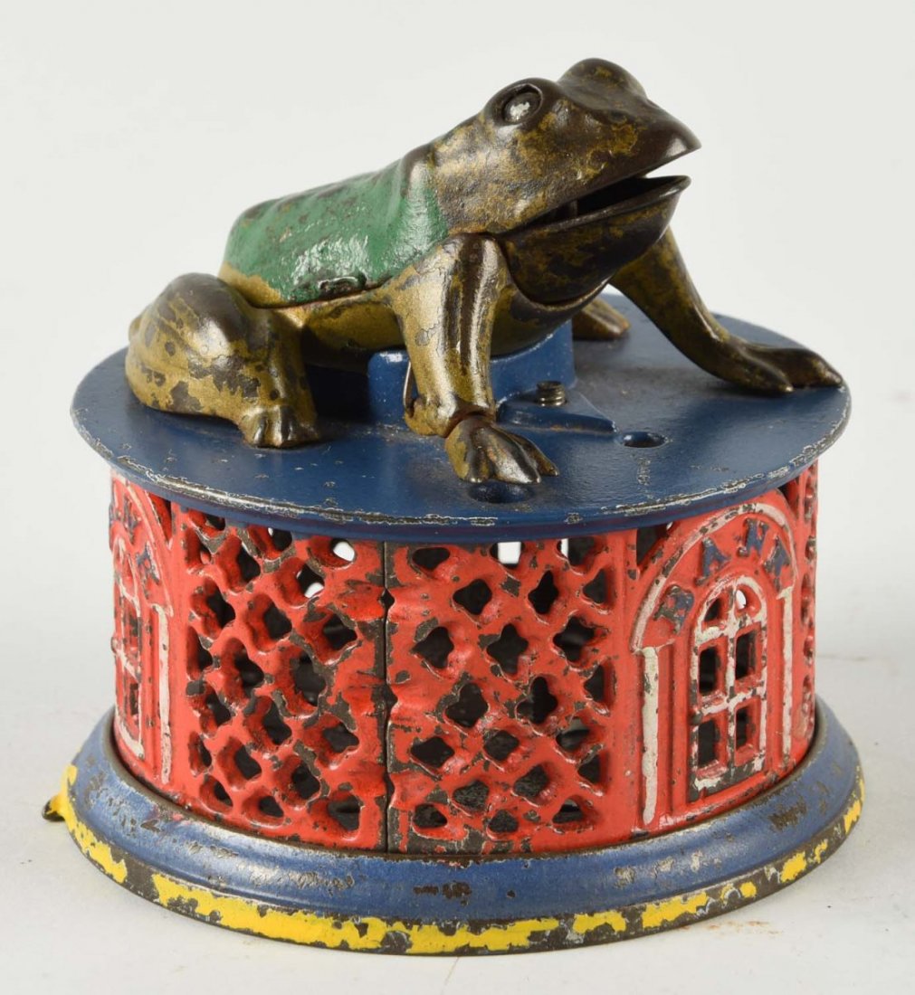 Frog on Lattice Mechanical Bank. (1 of 2)