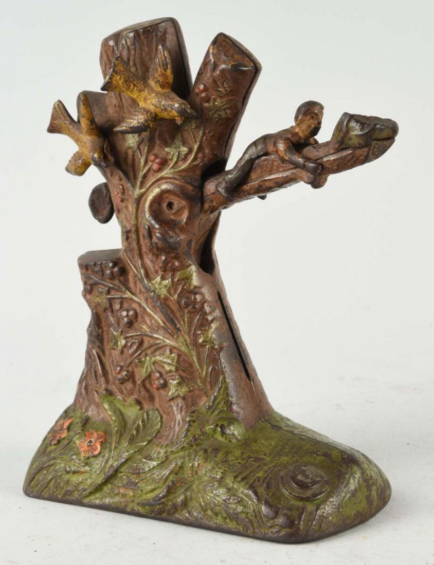 J. & E. Stevens Boy Robbing Birds Nest Mech. Bank. (1 of 3)