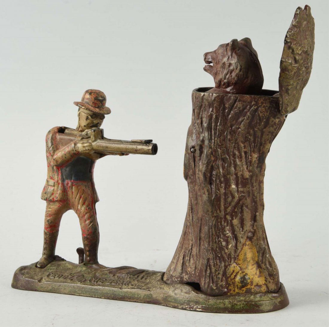 J. & E. Stevens Teddy Bear Mechanical Bank. (1 of 3)