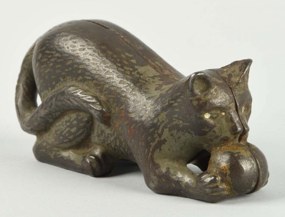 Cast Iron Cat Wish Ball Still Bank. (1 of 2)