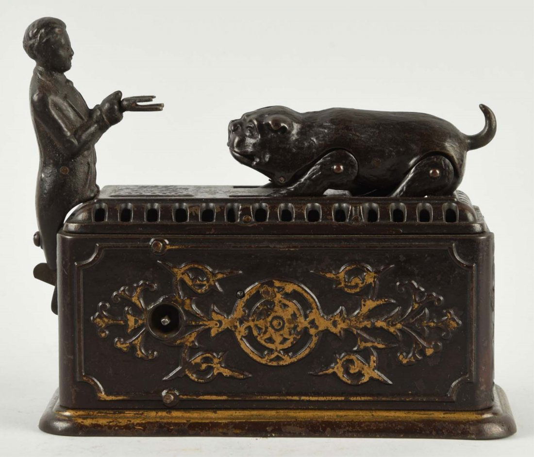 Ives Blakeslee Bulldog Savings Mechanical Bank. (1 of 3)