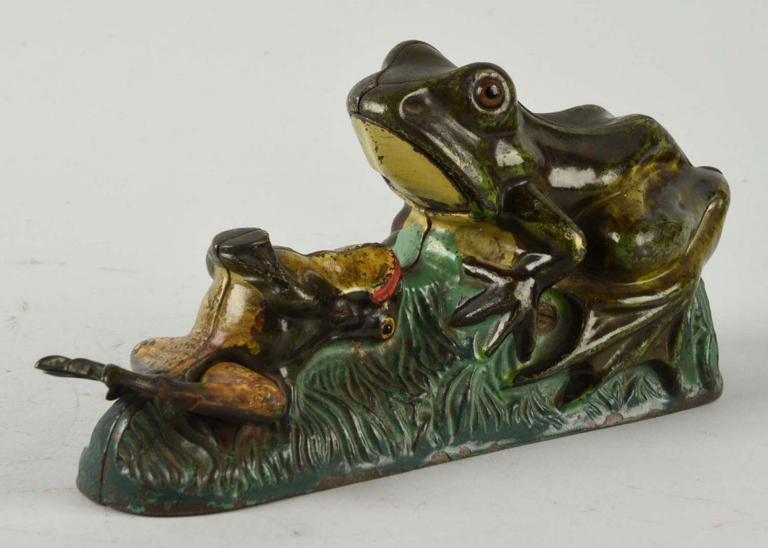 J. & E. Stevens Two Frogs Mechanical Bank. (1 of 2)