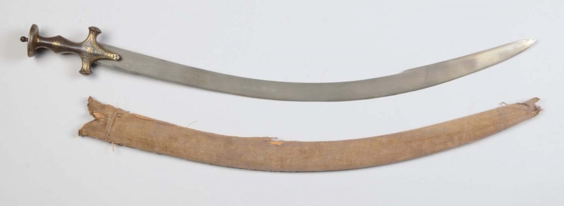Indo-Persian Tulwar Mameluke Sword with Scabbard. (1 of 9)