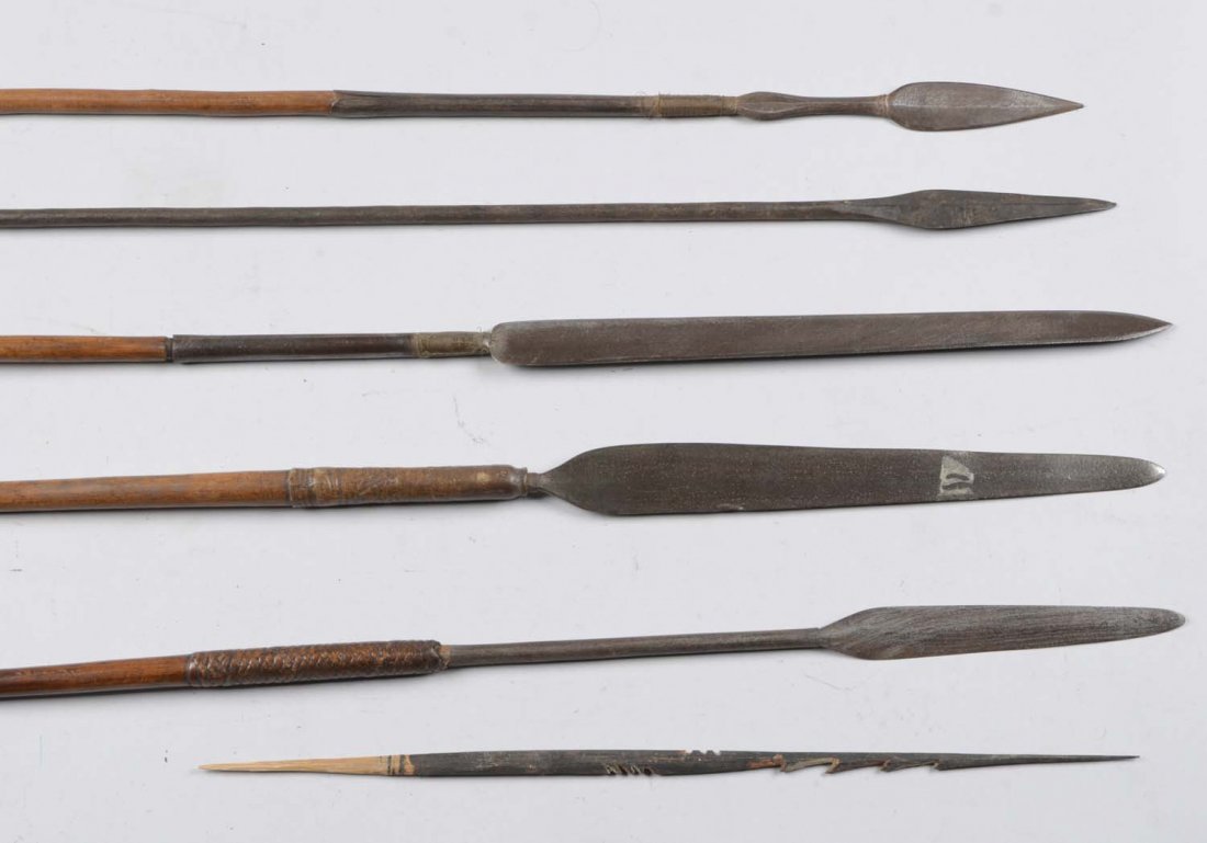 Lot of 5: Unknown Spears on Wood Shafts. (1 of 3)