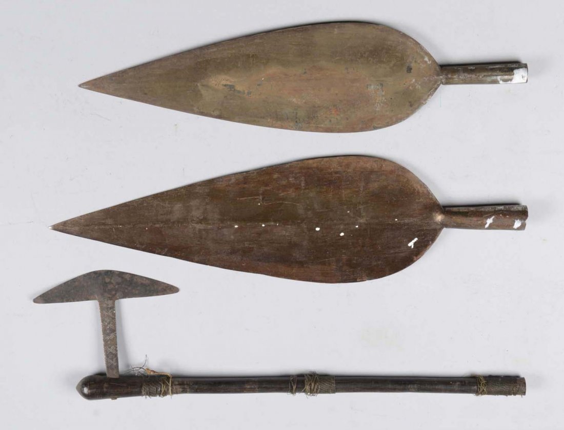 Lot: of 3: Two Spear Heads & Identified Zulu Ax. (1 of 2)