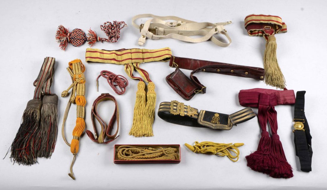 Lot of 11: Military Belts, Sashes & Gibernes. (1 of 1)