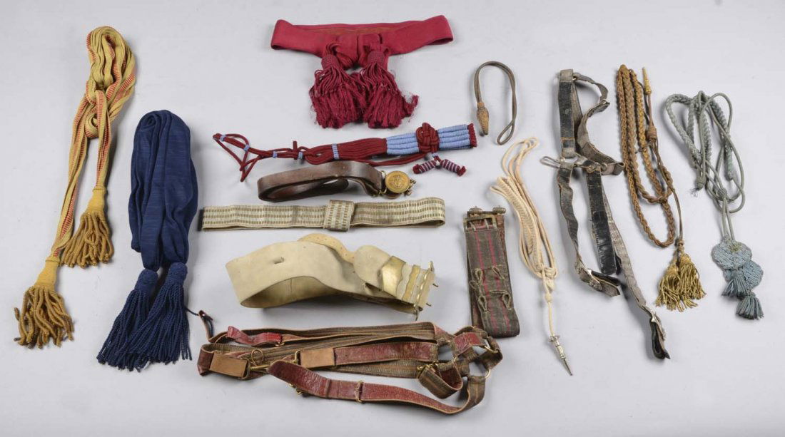 Lot of 9: Military Belts, Sashes & Accessories. (1 of 1)