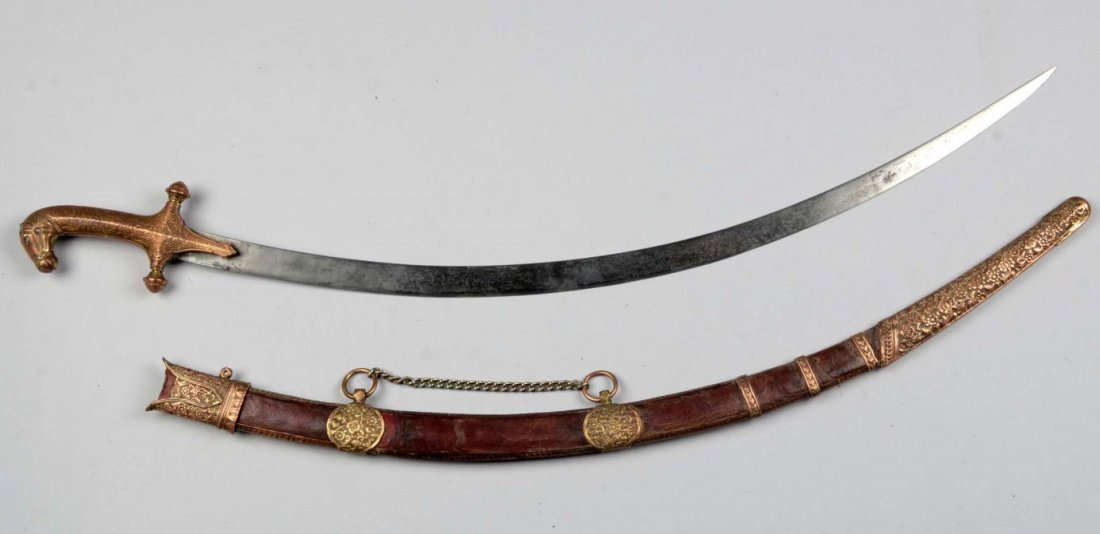 Ottoman Officer’s Mameluke Saber with Scabbard. (1 of 8)