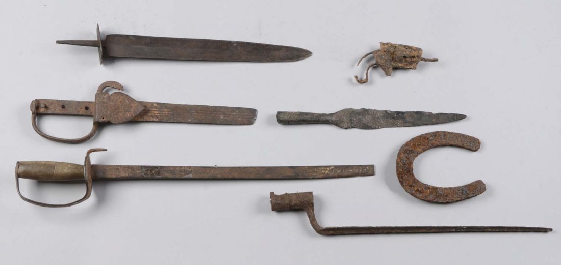 (A) Lot of 7: Excavated Weapons. (1 of 2)