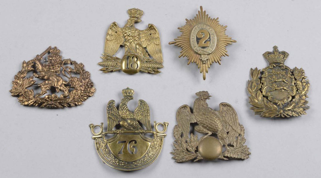 Lot of 6: Assorted Helmet Plates. (1 of 1)