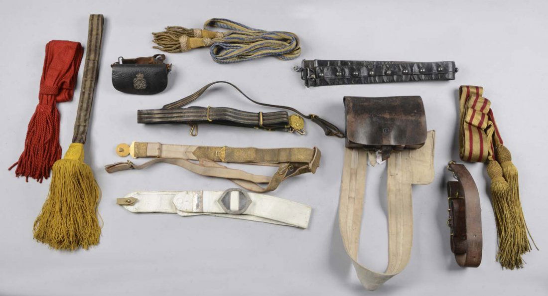 Lot of 11: Military Belts, Sashes & Gibernes. (1 of 1)