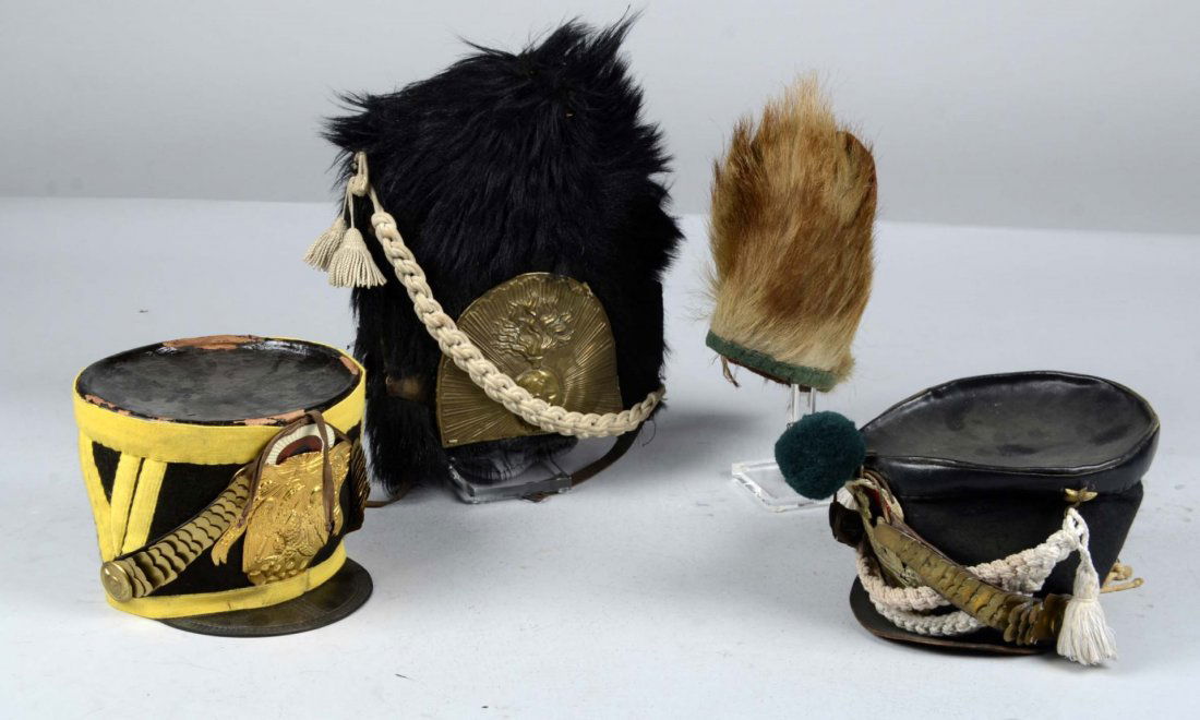 Lot Of 4: Bear Skin Mitre Hat/Two Shakos (1 of 4)