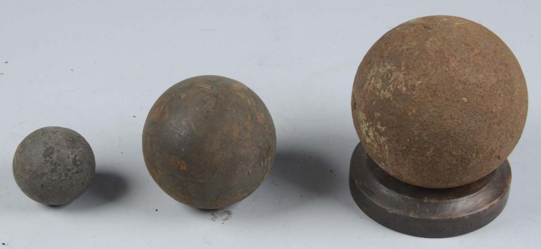 Lot of 3: Excavated Cannon Balls. (1 of 1)