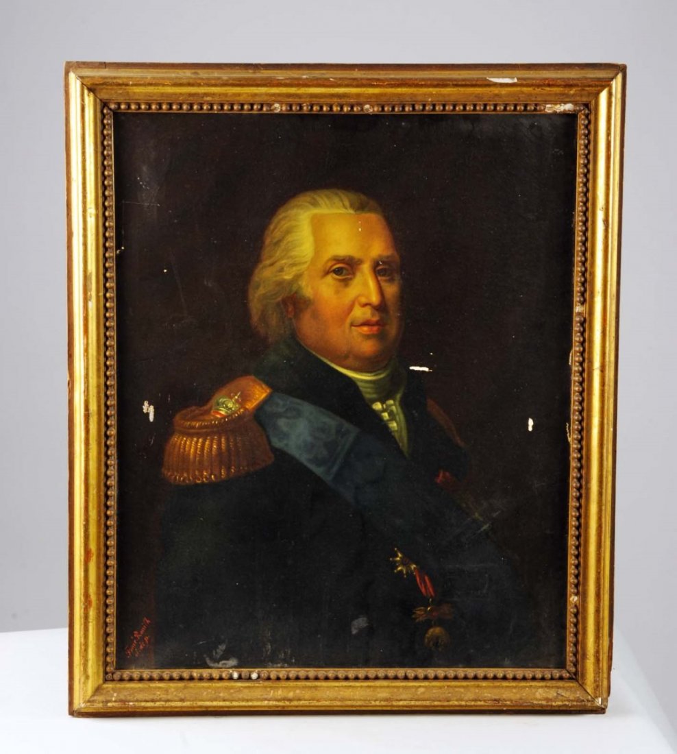 Framed Oil Portrait of 19th Century Military Man. (1 of 1)