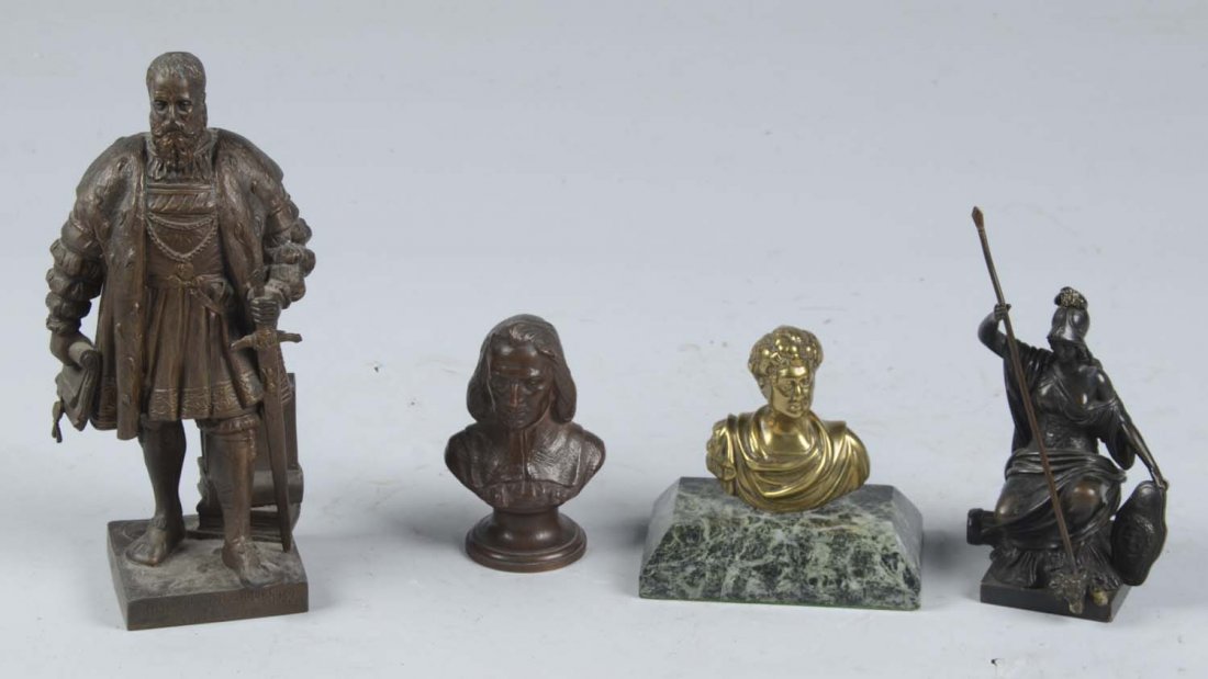 Lot of 4: Small Cast Sculptures. (1 of 2)