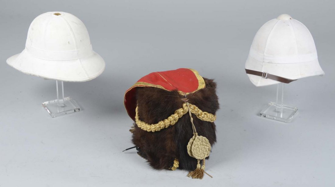 Lot of 3: British Sun Visor Hats/Bear Skin Hat. (1 of 4)