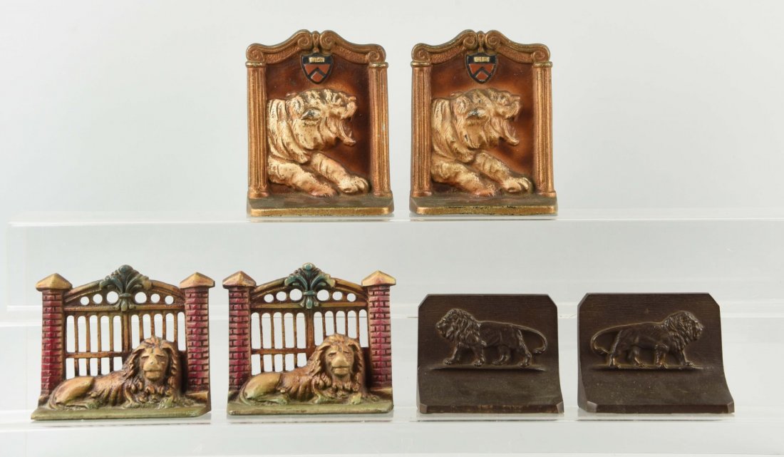 Lot of 3: Pairs of Cast Iron Lion Bookends. (1 of 1)