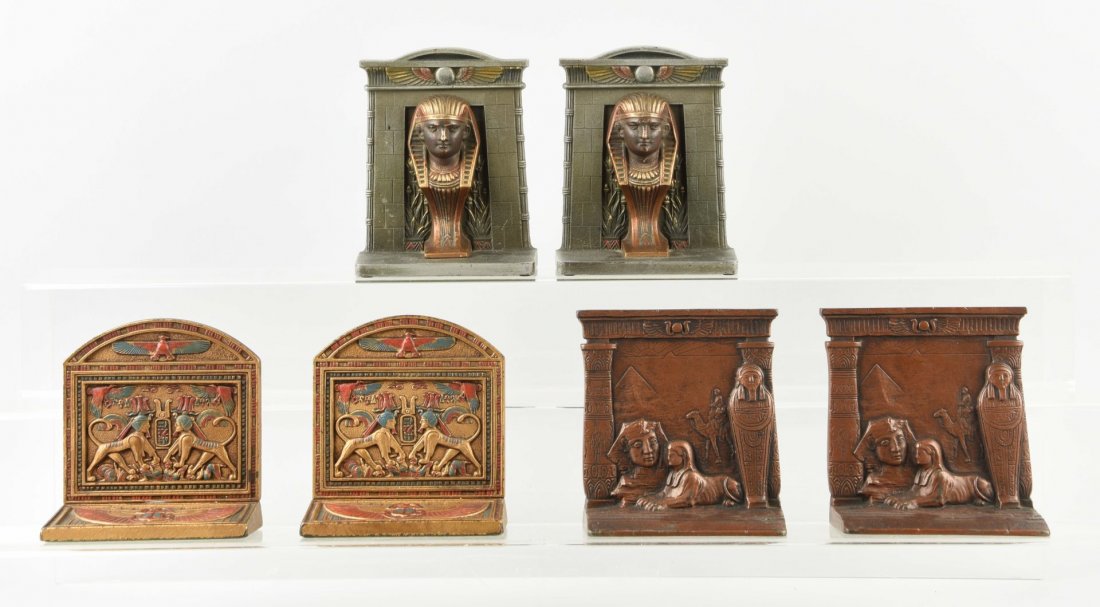 Lot of 3: Pairs of Cast Iron Egyptian Bookends. (1 of 1)