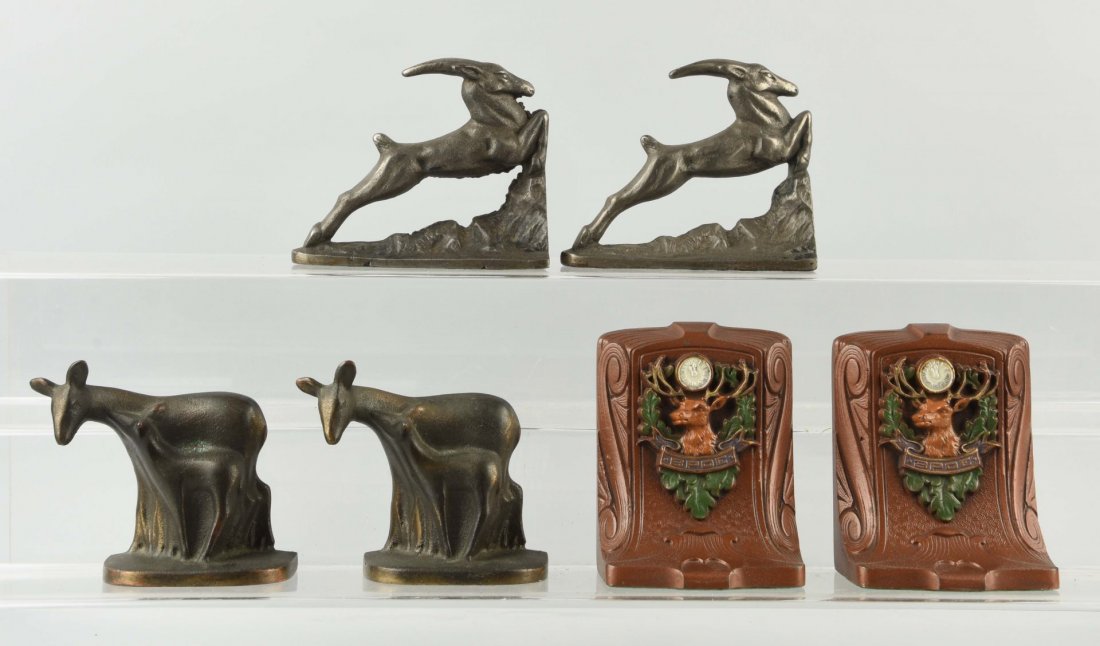 Lot of 3: Pairs of Cast Iron Elk/Deer Bookends. (1 of 1)