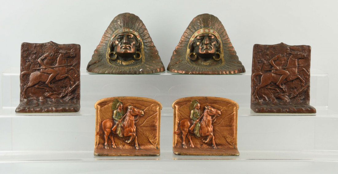 Lot of 3: Pairs of Cast Iron Indian Bookends. (1 of 1)