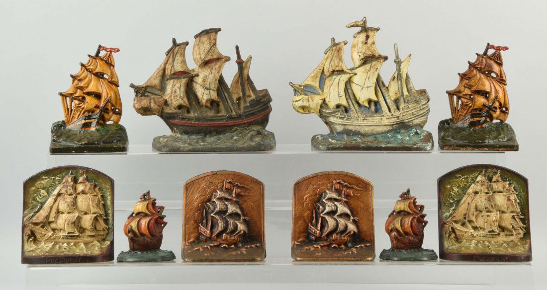 Lot of 5: Pairs of Cast Iron Galleon Ship Bookends (1 of 1)