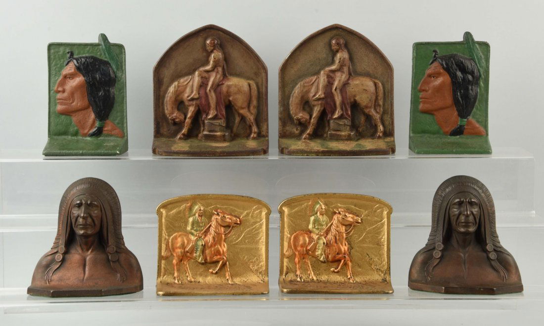 Lot of 4: Pairs of Cast Iron Indian Bookends. (1 of 1)