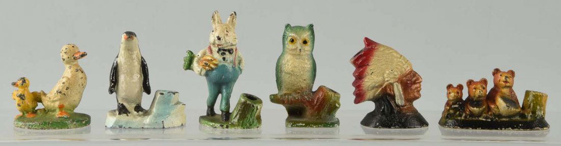 Lot of 6: Cast Iron Assorted Pencil Holders. (1 of 1)