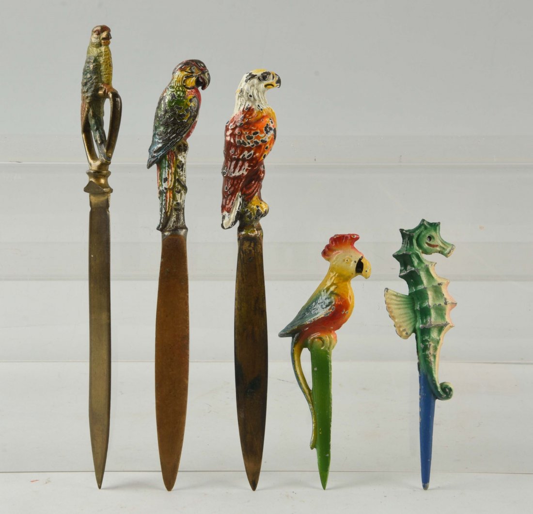 Lot of 5: Cast Iron Assorted Letter Openers. (1 of 1)