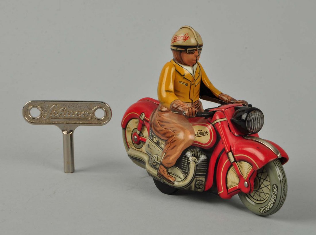 German Schuco Tin Litho Motorcycle Toy. (1 of 2)